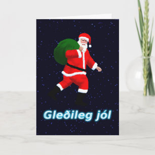 Cartão De Festividades Gleðileg jól - Papai Noel