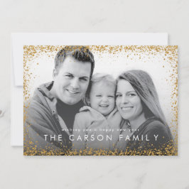 Cartão De Festividades Glitter Border New Year Saudação Faux Dourado Bril