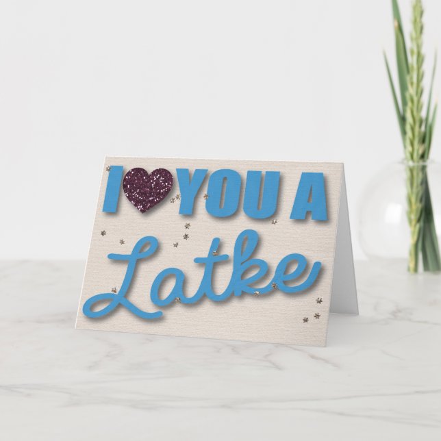 Cartão De Festividades Glitter e Latkes Hanukkah (Frente)