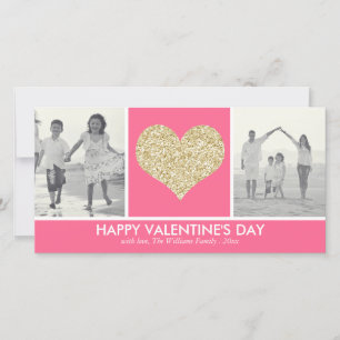 Cartão De Festividades Glitter Heart Valentine's Day Photo Cards