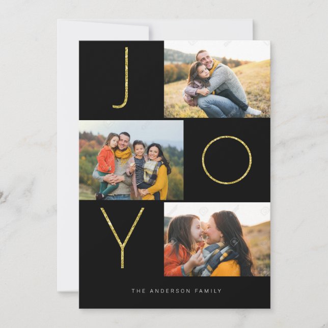 Cartão De Festividades Glittery JOY 4 Imagem (Frente)