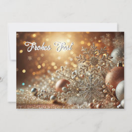 Cartão De Festividades Glittery Snowflake with Elegant Background
