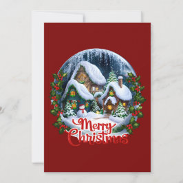 Cartão De Festividades Globo de Neve da Aldeia de Inverno Whimsso