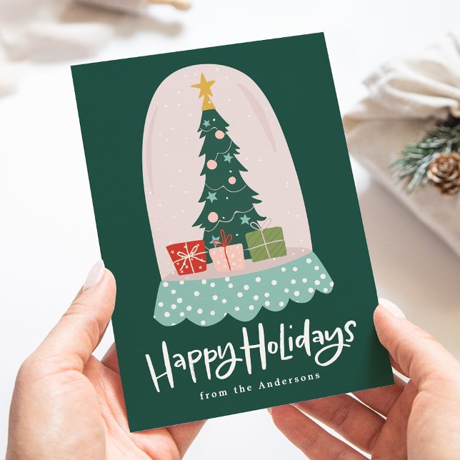 Cartão De Festividades Globo de Neve Whimsical Não Foto (Criador carregado)