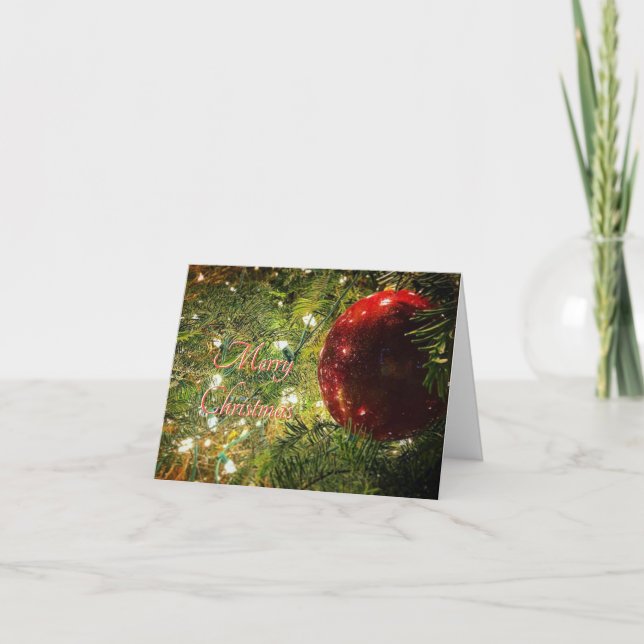 Cartão De Festividades Globo Vermelho de Natal (Frente)