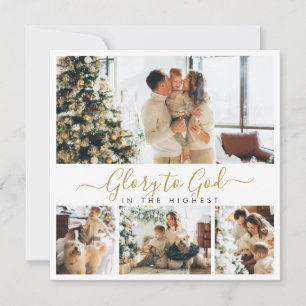 Cartão De Festividades Glória a Deus Colagem de Fotos Religiosas Natal