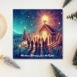 Cartão De Festividades Glória a Deus Douradas Estrelas Religiosas Jesus C