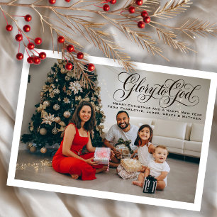 Cartão De Festividades Glória a Deus Foto Personalizada de Natal