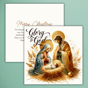 Cartão De Festividades Glória a Deus Natal em Dourado Religioso Natal