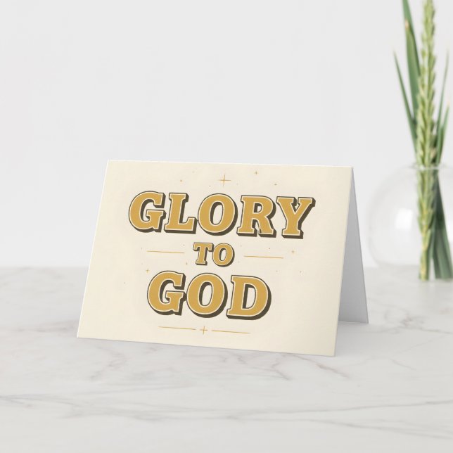 Cartão De Festividades Glória a Deus Natal Script Retro (Frente)