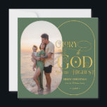 Cartão De Festividades Glória a Deus Religião 2 Fotografia Escrita Cristã<br><div class="desc">Glória a Deus! Celebrar a época de férias com este cartão de saudação cristão moderno e elegante. O design apresenta duas fotos da família (frente e verso) e campos de texto para adicionar seu nome e ano, bem como mais espaço para uma mensagem pessoal no verso. Espalhe a alegria nesta...</div>