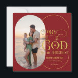 Cartão De Festividades Glória a Deus Religião 2 Fotografia Escrita Cristã<br><div class="desc">Glória a Deus! Celebrar a época de férias com este cartão de saudação cristão moderno e elegante. O design apresenta duas fotos da família (frente e verso) e campos de texto para adicionar seu nome e ano, bem como mais espaço para uma mensagem pessoal no verso. Espalhe a alegria nesta...</div>