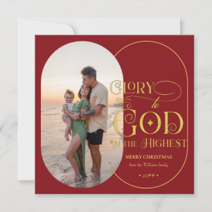 Cartão De Festividades Glória a Deus Religioso 2 Script Foto Cristão