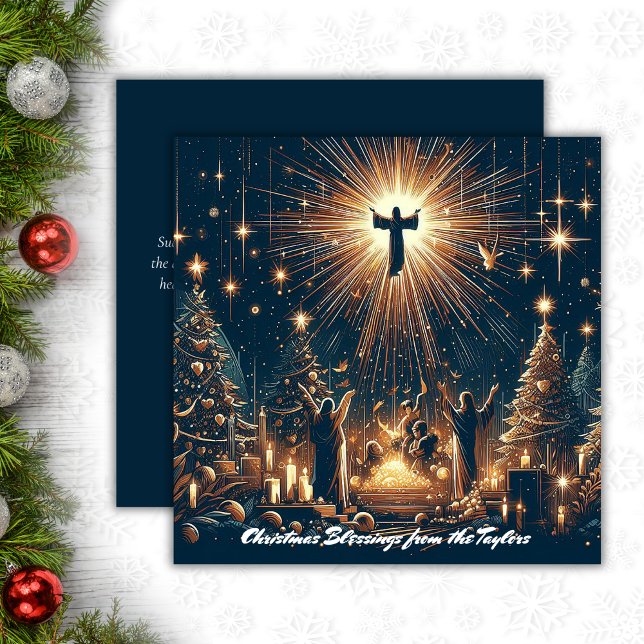 Cartão De Festividades Glória a Deus Religioso Jesus Cristão Natal (Glory to God Religious Jesus Christian Christmas Holiday Card)