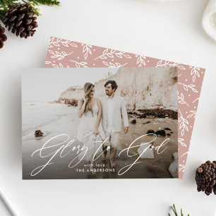 Cartão De Festividades Glória a Deus Script Overlay Foto Religiosa