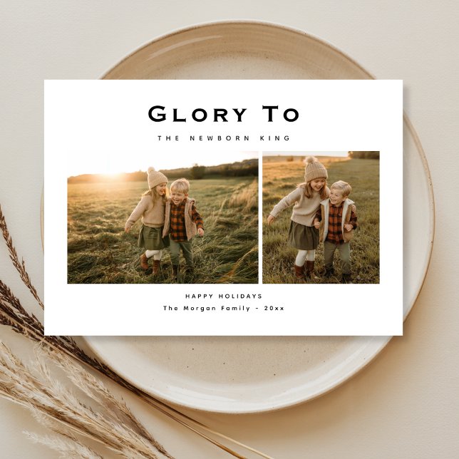 Cartão De Festividades Glória à Foto da Família Religiosa do Rei Recém-Na (Criador carregado)