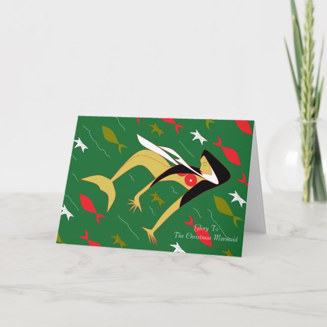 Cartão De Festividades Glória À Sereia De Natal (Frente)