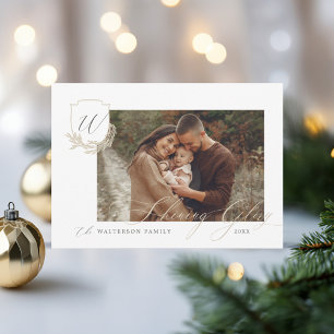 Cartão De Festividades Glória Brilhante Foto do Monograma do Jardim de in