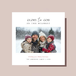 Cartão De Festividades Glória Cristã de Natal Para Deus Foto Vermelha