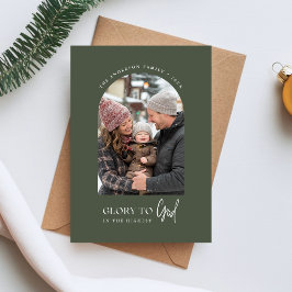 Cartão De Festividades Glória Religiosa a Deus Arco de Natal Foto Verde