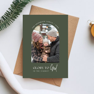 Cartão De Festividades Glória Religiosa a Deus Arco de Natal Foto Verde