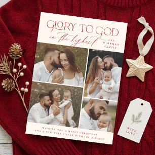 Cartão De Festividades Glória Religiosa a Deus Colagem de Fotos de Natal
