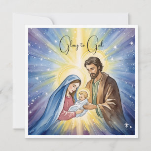 Cartão De Festividades Glória Religiosa Elegante A Deus Natal Cristão
