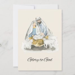 Cartão De Festividades Glória Religiosa Elegante A Deus Natal Cristão