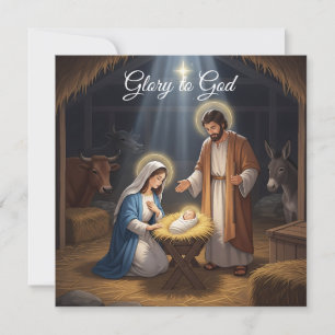 Cartão De Festividades Glória Religiosa Elegante A Deus Natal Cristão