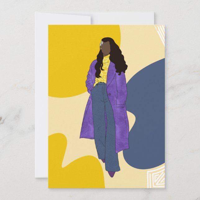 Cartão De Festividades Glória Sunshine - Arte Negra Única Feita à Mão (Frente)