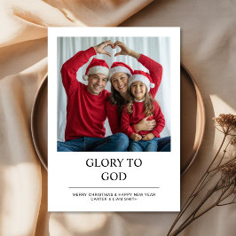 Cartão De Festividades Glory to God Faith Family Christmas Photo Card