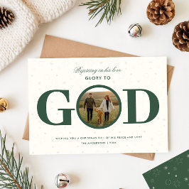 Cartão De Festividades Glory to God Religious Family Photo Christmas