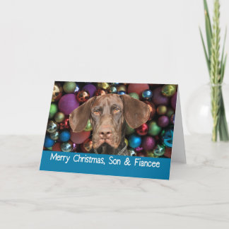 Cartão De Festividades Glossy Grizzly Son & Fiancee Feliz Natal