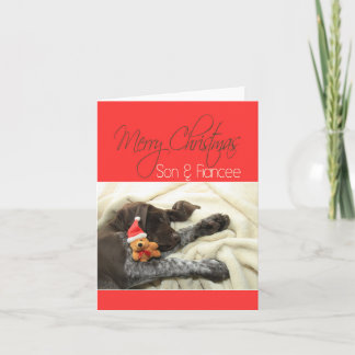 Cartão De Festividades Glossy Grizzly Son & Fiancee Feliz Natal