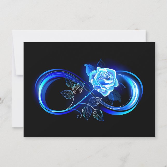 Cartão De Festividades Glowing infinity with blue rose (Frente)