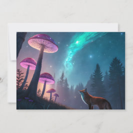 Cartão De Festividades Glowing Mushroom Forest Fox Fantasy Art