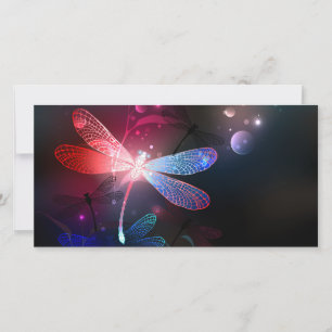 Cartão De Festividades Glowing red dragonfly