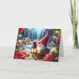 Cartão De Festividades Gnome com Natal de Lanterna