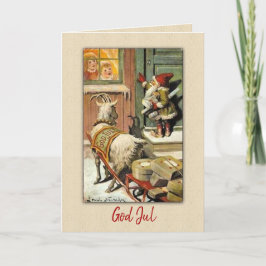 Cartão De Festividades GNOME e GOAT Suecia Tomte Nisse