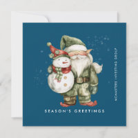 Gnome e Snowman Season's Greeting Flat