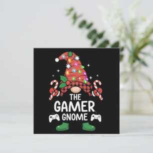 Cartão De Festividades Gnome Gamer Xmas Família Correspondente Plaid Buff