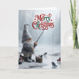 Cartão De Festividades Gnome Ice Fishing