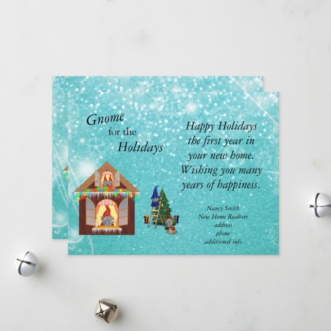 Cartão De Festividades Gnome para os feriados (Frente/Verso In Situ)