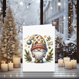 Cartão De Festividades Gnomo Caprichoso Feliz Natal