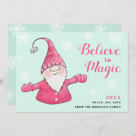 Cartão De Festividades Gnomo da Casa da Moeda e Rosa Acredita no Natal Má