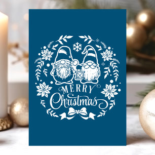 Cartão De Festividades Gnomo de Coroa de Natal Alegre