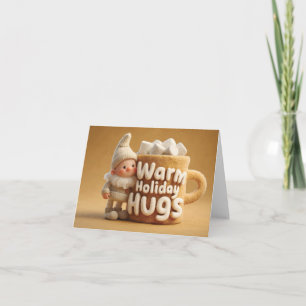 Cartão De Festividades Gnomo de Feltro Adorável com Caneca Marshmallow