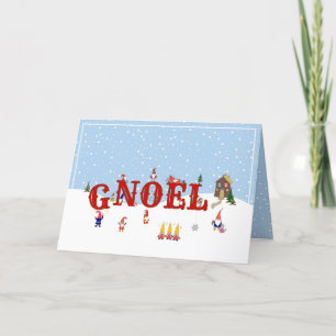 Cartão De Festividades Gnomo de Jardim Fofo Noel Natal Foto de Família