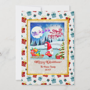 Cartão De Festividades Gnomo De Natal E Papais noeis Leigh Gifts