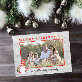 Cartão De Festividades Gnomo Fofo Foto Personalizada Natal Rústico